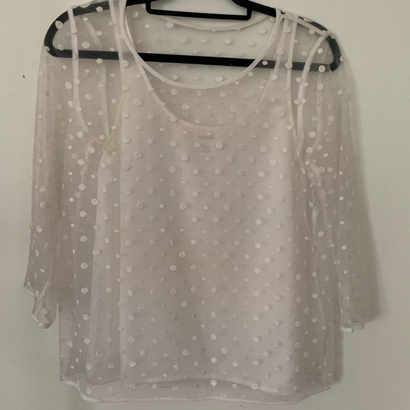 Club Monaco white sheer two layer top - Picture 1 of 2